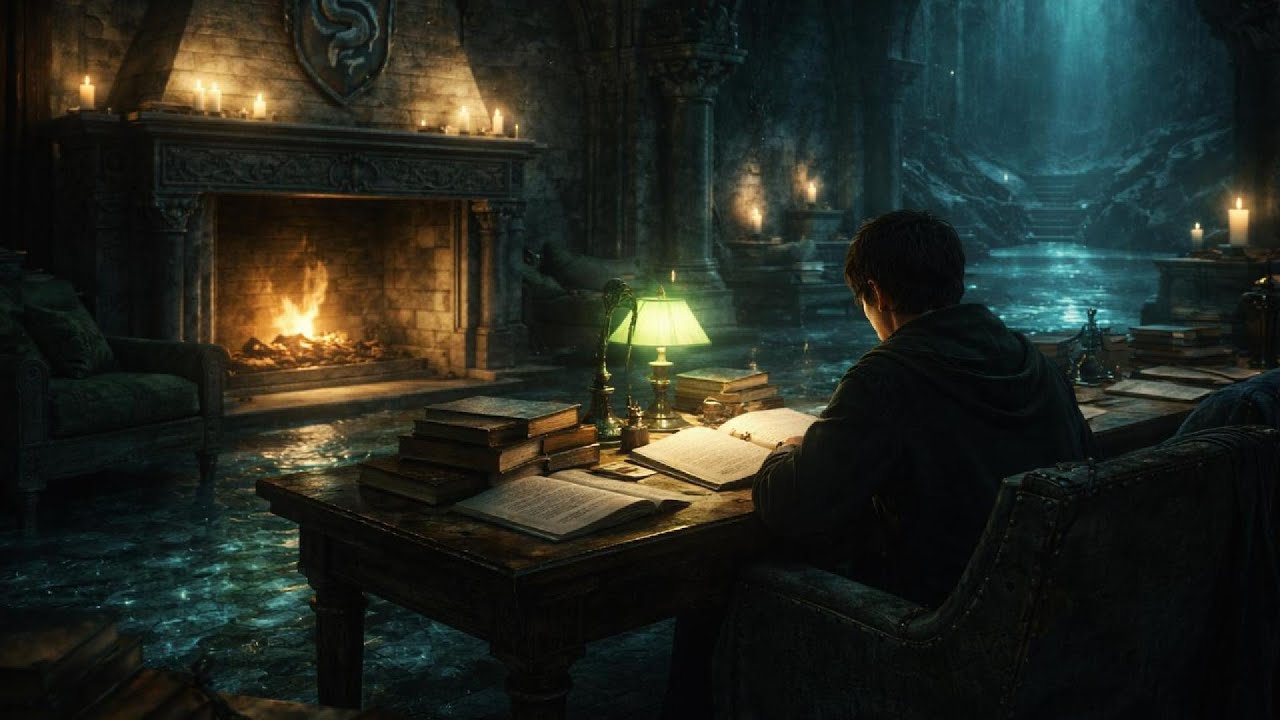 🐍Serpent Study Depths | Calm Focus Music in a Quiet Slytherin Space 🐍✨