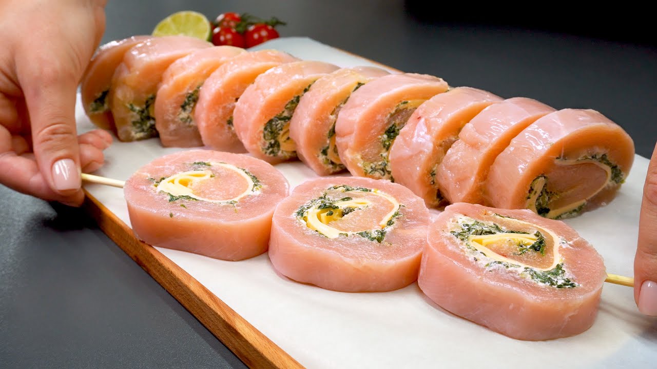 Этот вкусный и красивый рецепт удивит ваших гостей. Куриные рулетики!