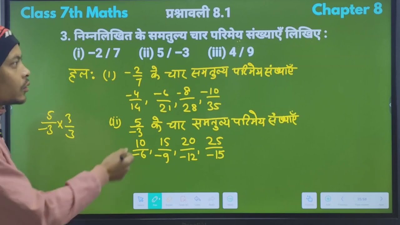 कक्षा 7 गणित: समतुल्य परिमेय संख्याएँ (Equivalent Rational Numbers) प्रश्न 3 हल