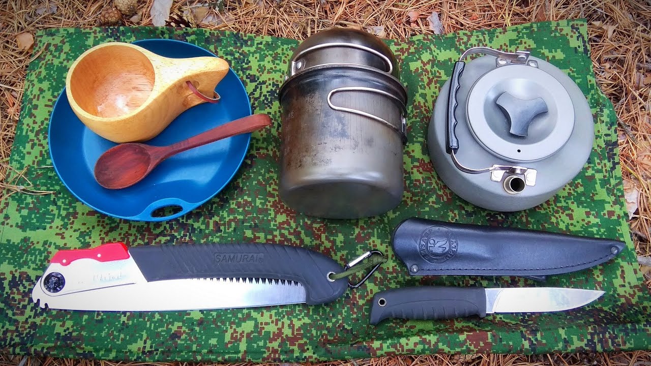 Однодневный поход в лес.  Готовка на печке щепочнице.