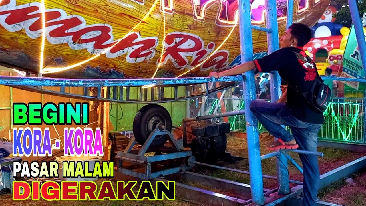 Cara Kerja Wahana Perahu Kora kora pasar malam bulusan kudus