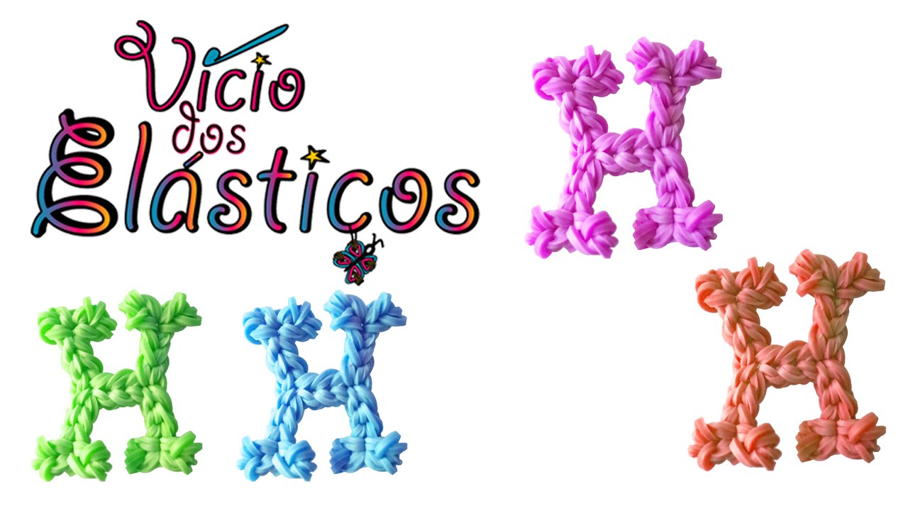 Como fazer a Letra H de elásticos (sem Tear) - Rainbow Loom