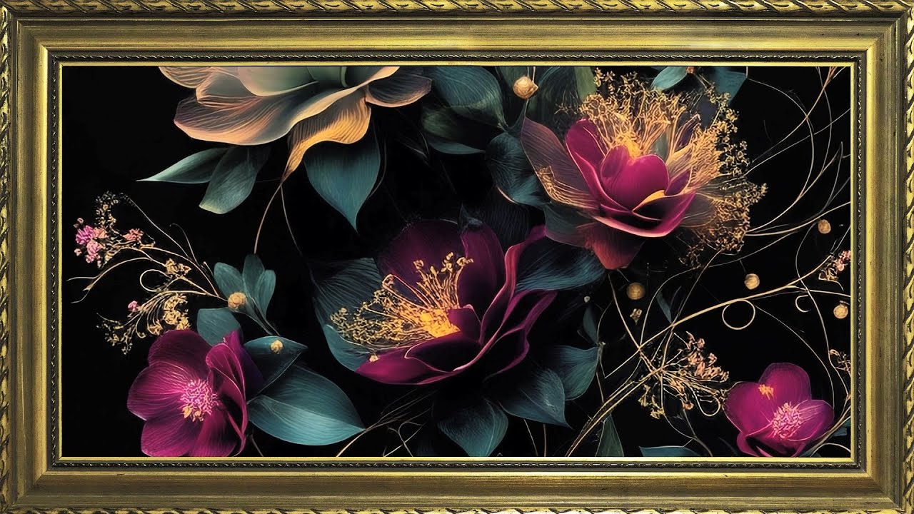 Dark Colors Flowers Painting | 10 Hours Framed Painting | TV Wallpaper