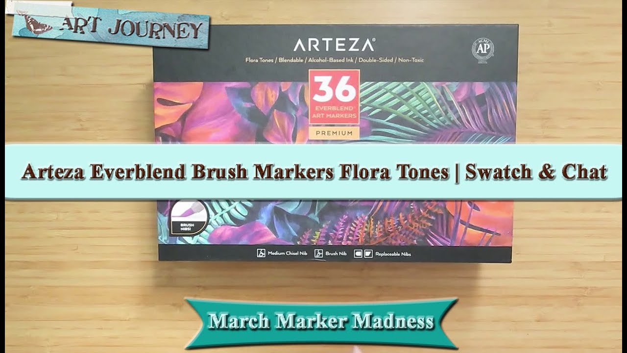 Arteza Brush Markers Flora Set || Swatching & First Impressions || March Marker Madness!