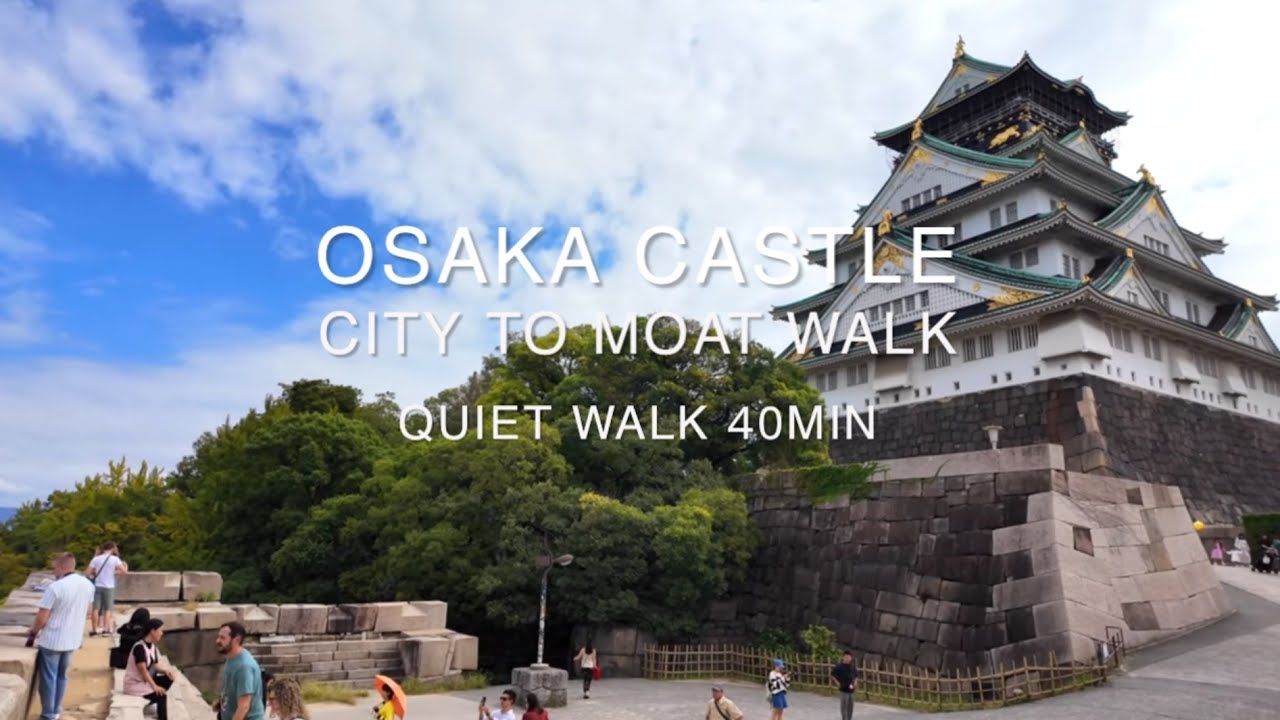 Osaka Castle Walk 🇯🇵 | From Skyscrapers to the Moat & Tenshukaku Plaza (Quiet 4K)