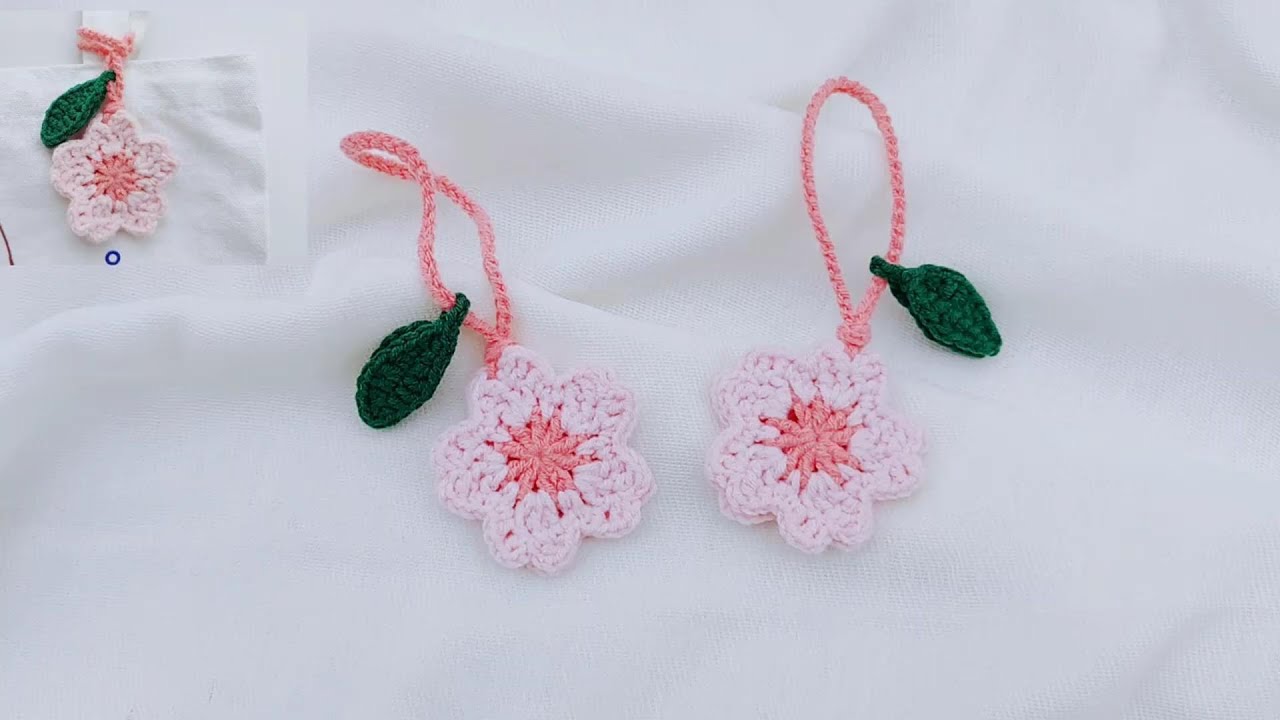 钩织樱花挂件 Crochet a cherry Blossom pendant #crochetprojects #crochet #crochetcrosai #crochetpatterns