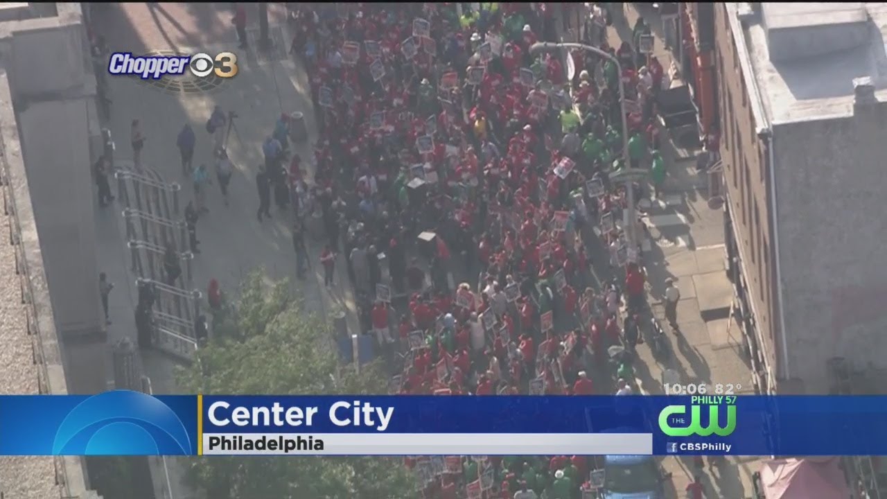 Members Of Trade Unions Rally For Immigrant Rights In Center City