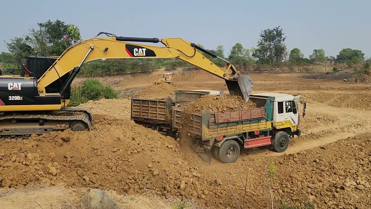Massive  CAT 320 Excavator Loading Dump Trucks | powerful Construction Site #Day99
