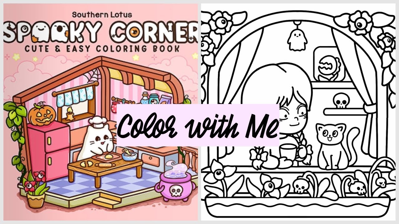 Color with Me | Spooky Corner Coloring Book | Demure Little Girl Purple Room | Relaxing | NO Talking