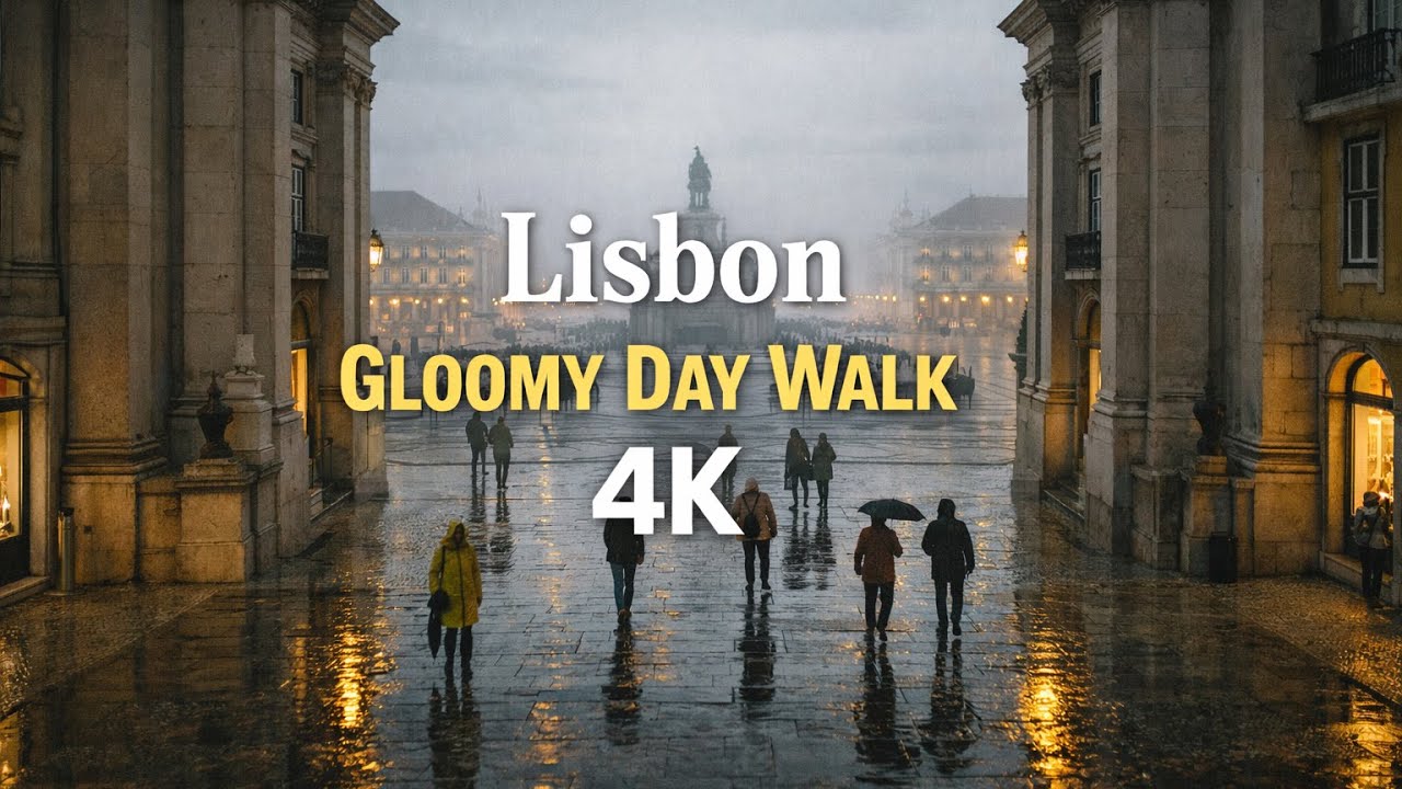 Everyday Lisbon Walk 4K – Cloudy Weather, Real Sounds & Urban Calm