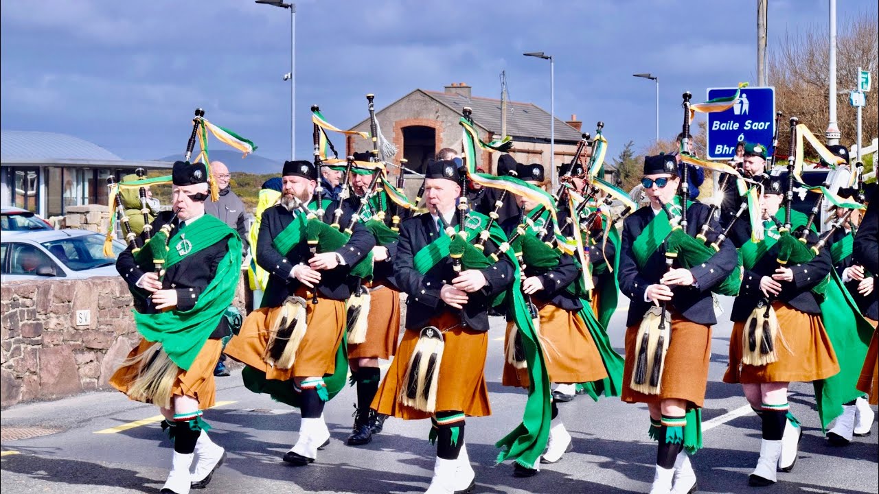 St Patrick's day pipe band and parade, Achill Island, Co. Mayo, Ireland.