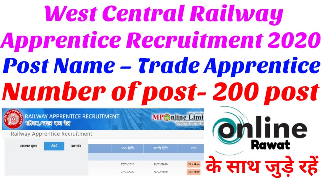 West Central Railway Apprentice Recruitment 2020