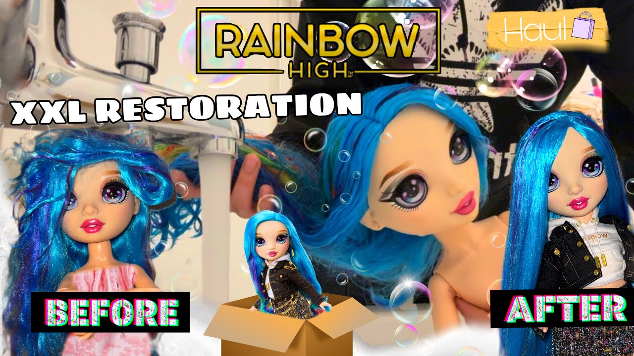 RESTORING A XXL RAINBOW HIGH DOLL 😱‼️ RAINBOW HIGH 24 INCH AMAYA RAINE DOLL HAUL + RESTORATION🩵💇🏼‍♀️