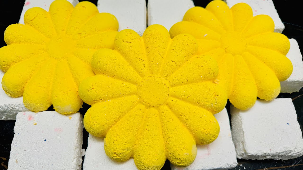 Best Crunchy Texture 😊 ASMR Gym Chalk Reforms 💛 Yellow and White Dusty Chalk Crush