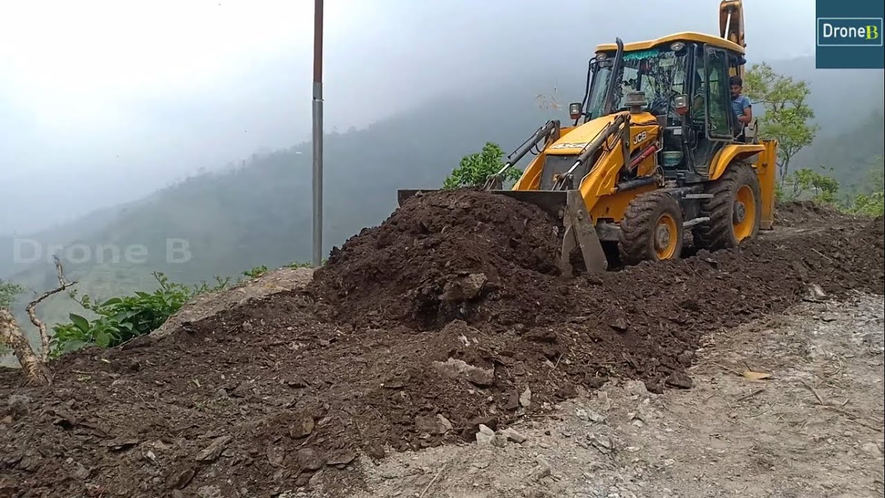 Hilly Road Building-Backhoe Loader-Hyundai Excavator-Hilly Road Work
