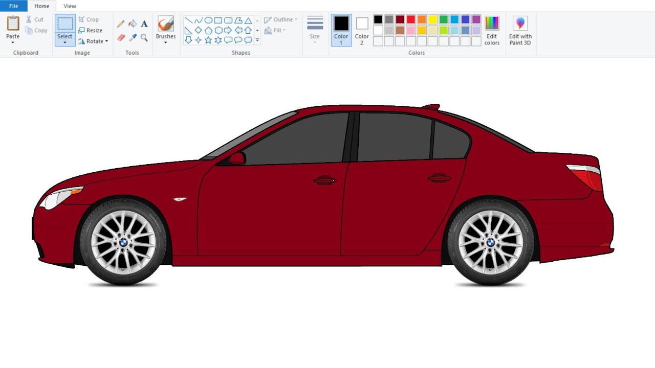 How to draw BMW Car on Computer Using Ms Paint | BMW Car Drawing Tutorial.