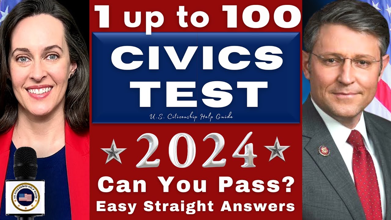1 to 100 Civics Test 2024 Challenge with Easy Direct Answers, US Citizenship, Ciudadania Americana