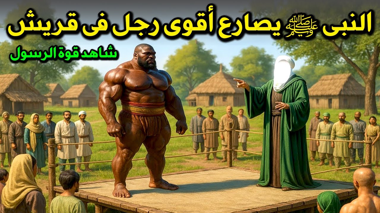 حادثة المصارعة الشهيرة بين النبي محمدﷺ وركانة المصارع الذى لم يهزم أبداً ؟شاهد قوة النبيﷺ كيف كانت !