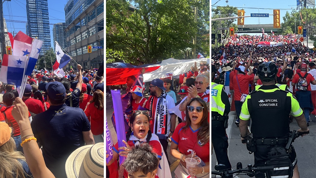 Fans march through Toronto ahead of World Cup match between Panama and Croatia