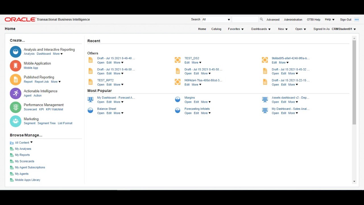 Sample Report using Oracle Transactional Business Intelligence OTBI