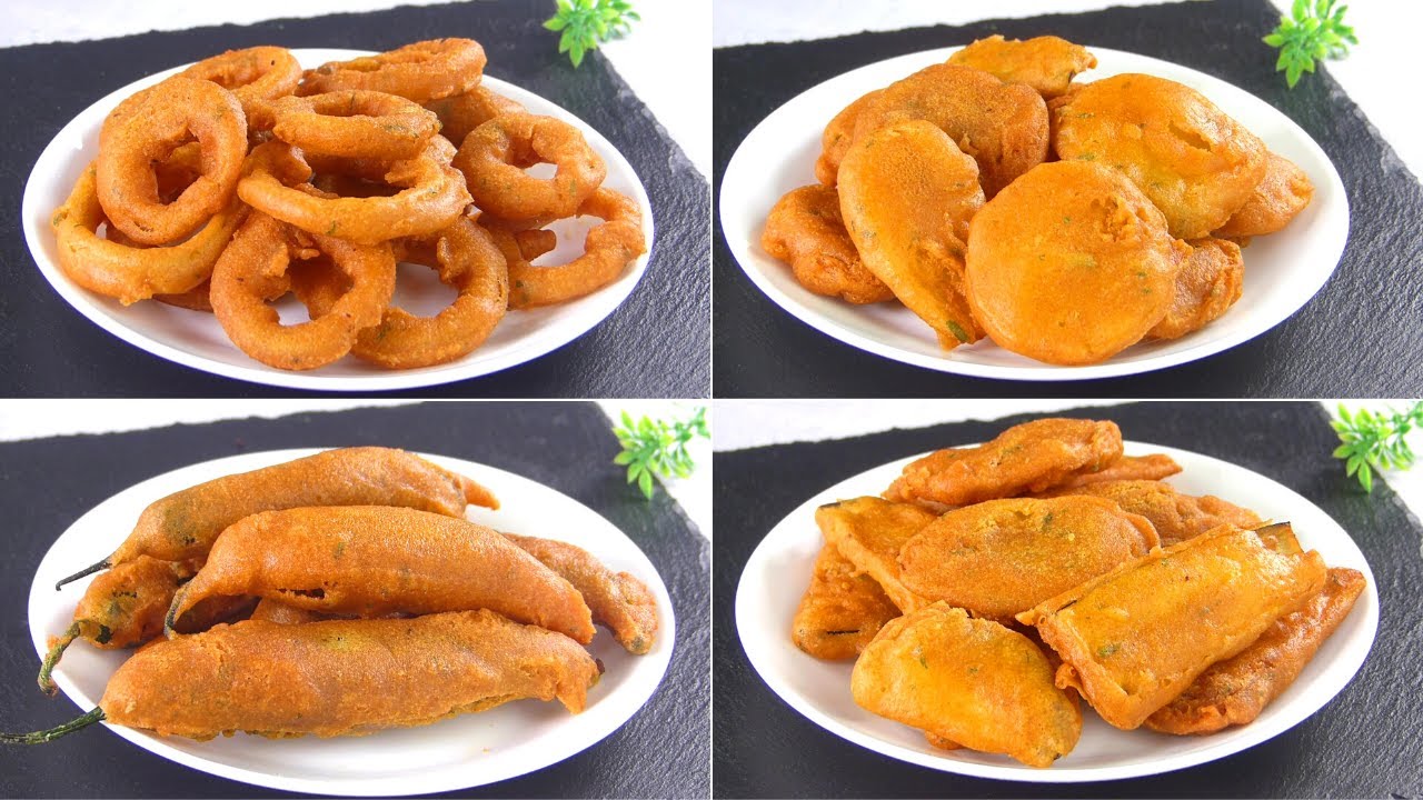 একই ব্যাটারে ৪ টি ভিন্ন স্বাদে ৪ রকম মুচমুচে পাকোড়া /ইফতার রেসিপি | 4 Easy Pakora recipe for Iftar