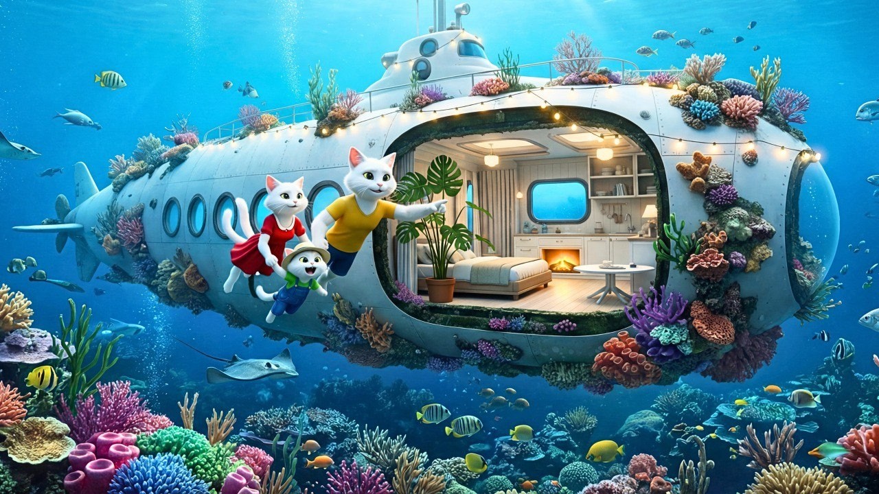 Cute Cat Family Turns a Rusty Submarine Into Their DREAM Home