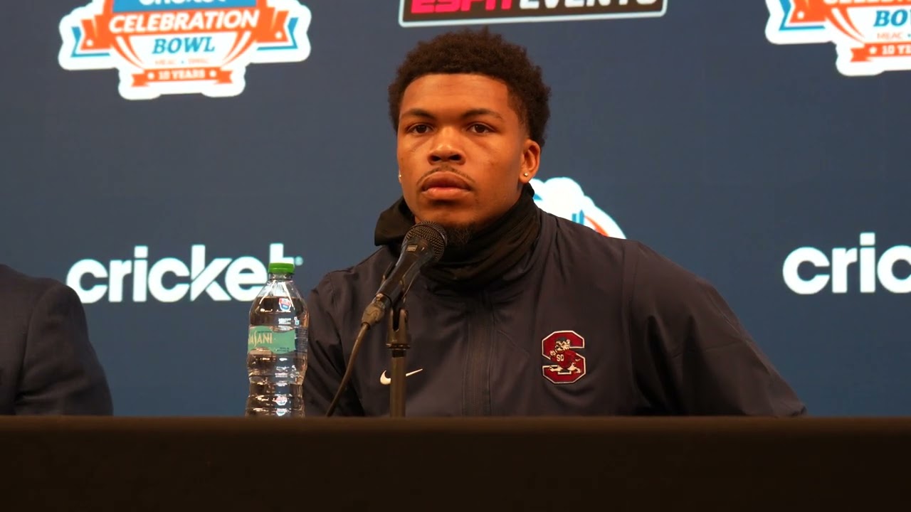JAMES HILL SPORTS CELEBRATION BOWL SC STATE BULLDOGS PRESS CONFERENCE HBCU TITLE GAME ATL 12-12-2025