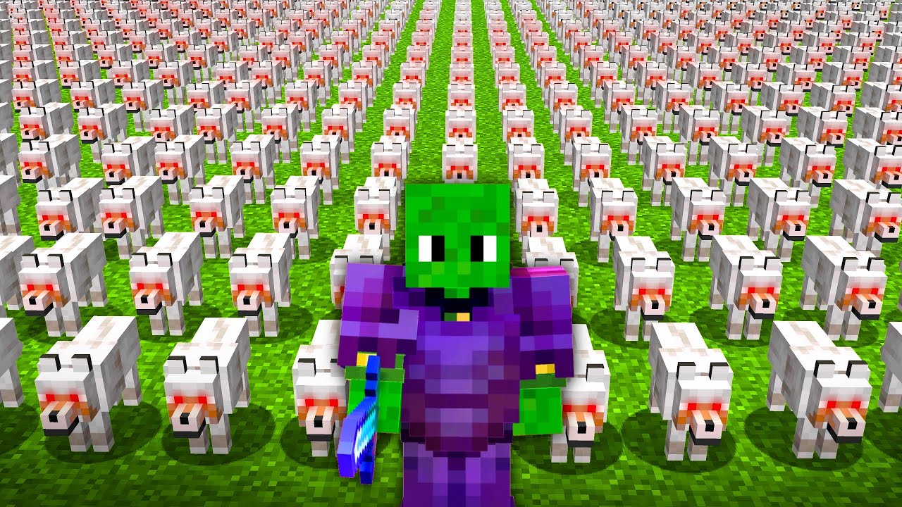 EXÉRCITO de 192 LOBOS no Minecraft