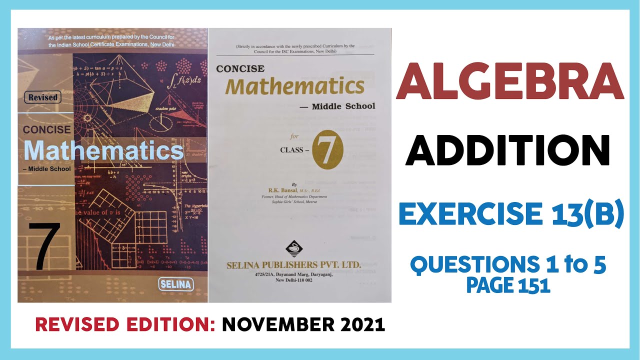 ALGEBRA - CLASS 7 SELINA MATHS - EX 13(B),  (Q - 1 TO 5)