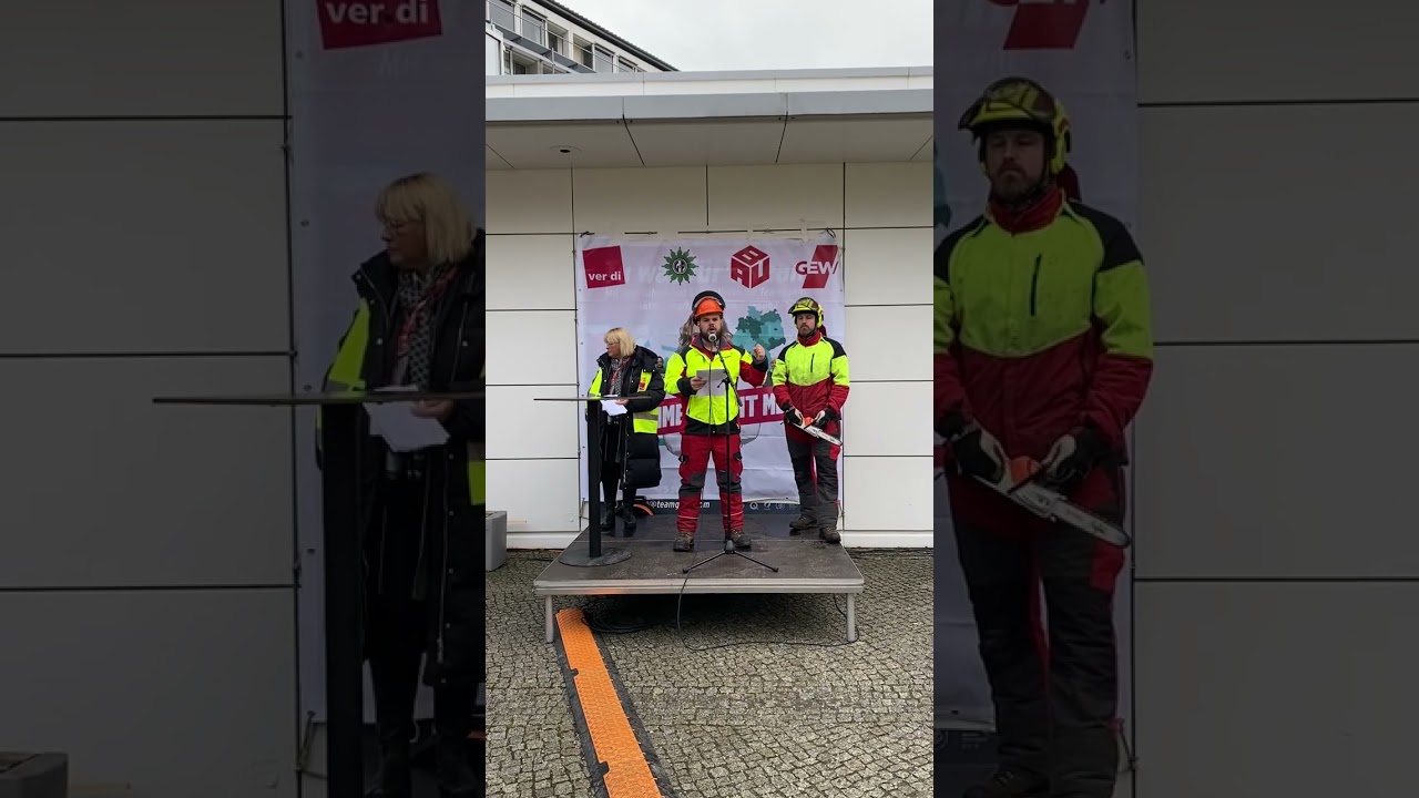 Warnstreik in Potsdam: Redebeitrag von Forstwirt Nico Rentzsch (IG BAU)