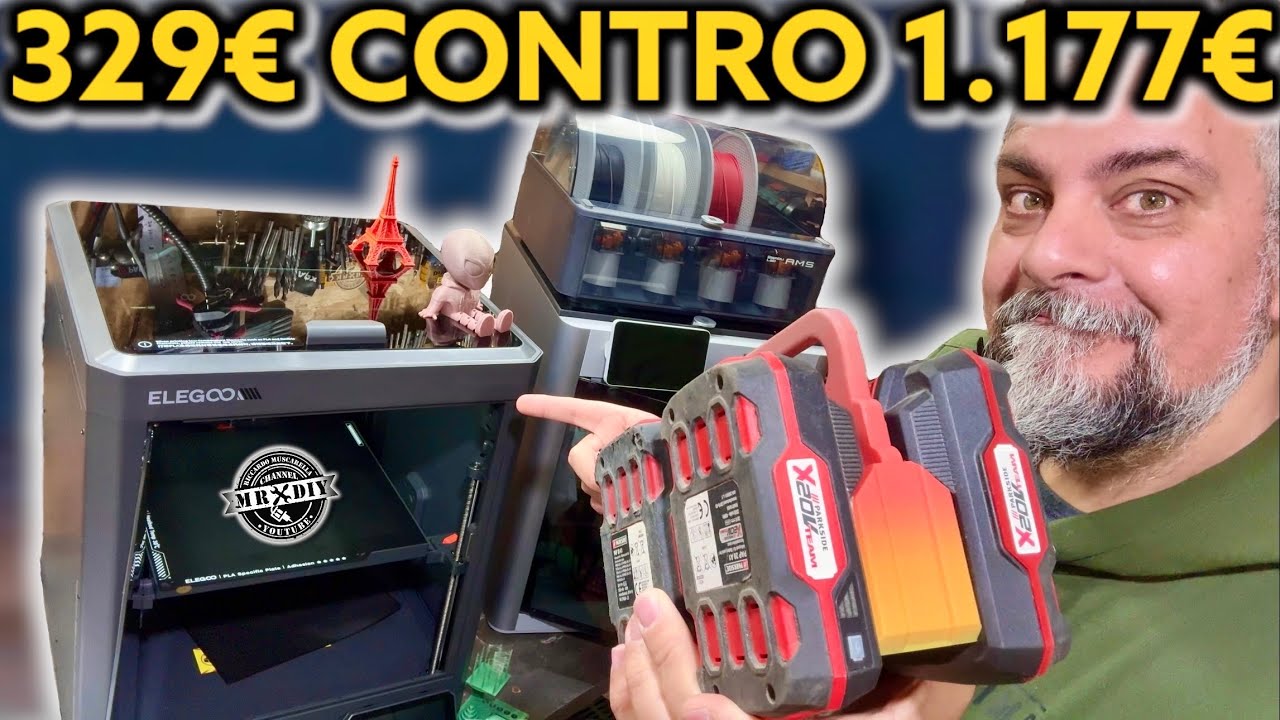 Creo un porta batterie parkside con la Centauri Carbon Elegoo. Confronto Bambulab X1C. Stampante 3D