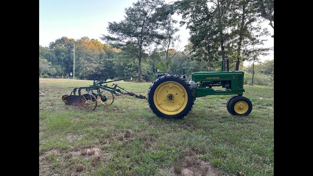 Plowing with the 1949 John Deere B and a 2 bottom plow