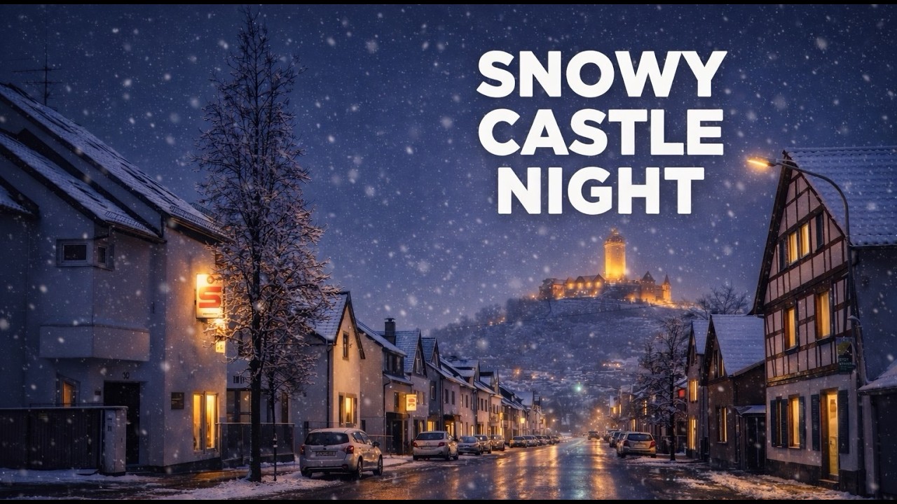 Snowy Castle Night | Cozy Winter Ambience with Relaxing Piano