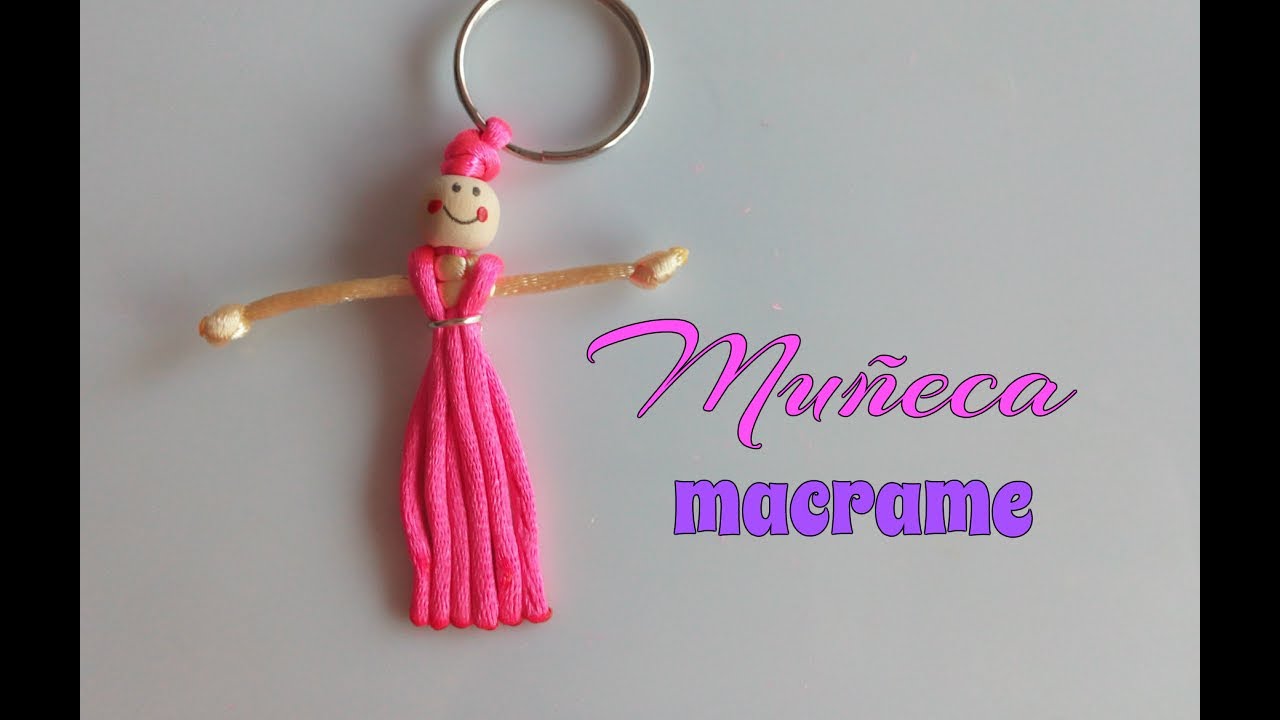 LLAVERO MUÑECA FÁCIL MACRAME con DESHECHOS de COLA DE RATÓN.