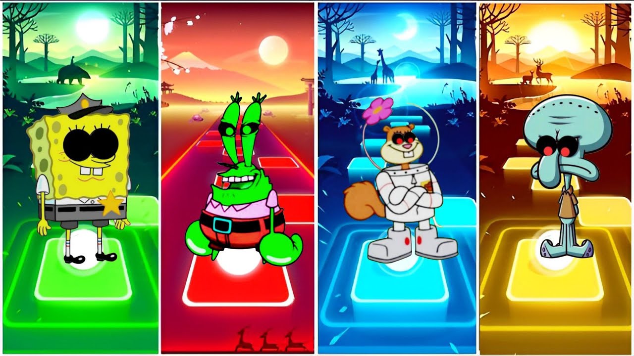 SPONGEBOB EXE VS MR KRABS EXE VS SANDY CHEEKS EXE SQUIDWARD EXE  - TILES HOP