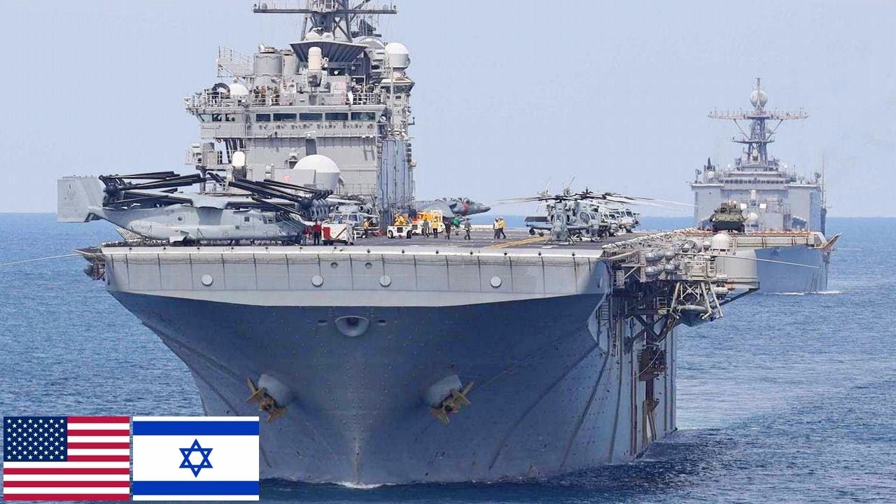ВМС США, Израиль. Десантный корабль USS Bataan LHD-5 движется в Средиземное море.
