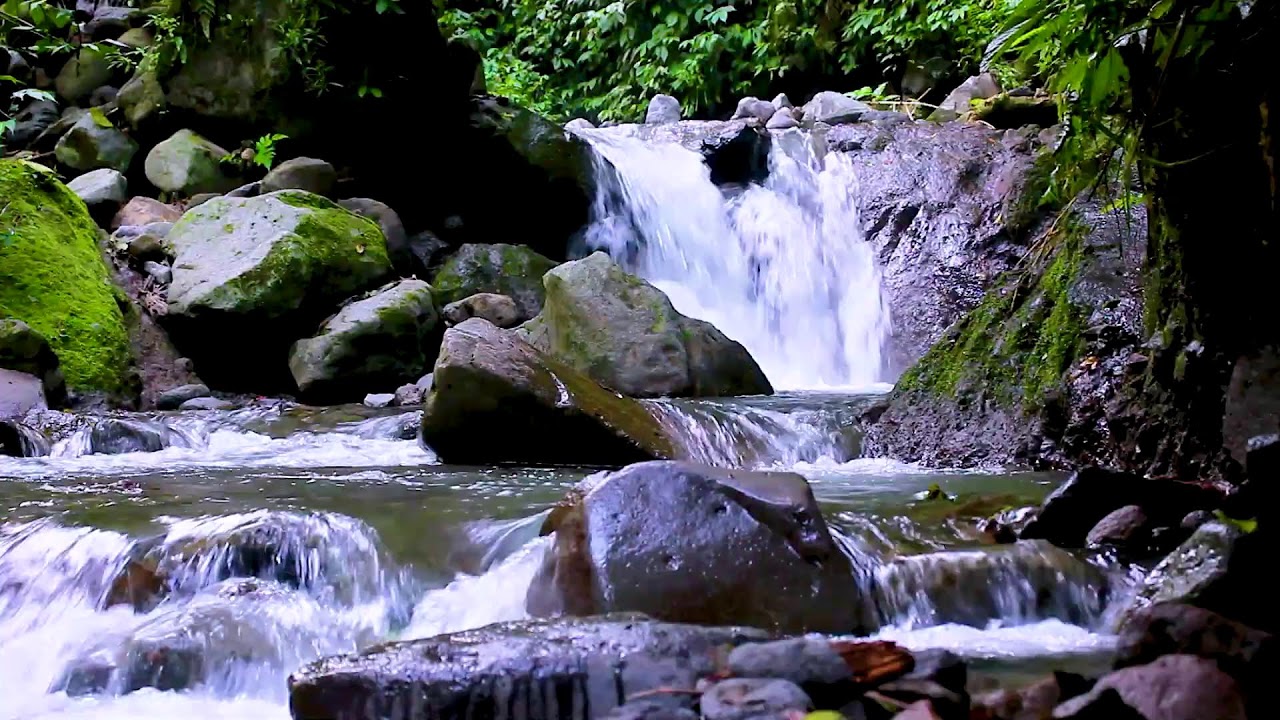 Calm Relaxation Soundscape with Continuous Mountain River Flow and White Noise