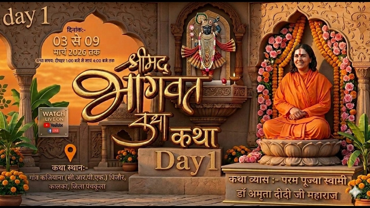 Day 01 | Shrimad Bhagwat Katha // पूजनीय स्वामी डॉ. अमृता दीदी जी { कजियाना (सी.आर.पी.एफ ) {पिंजौर}