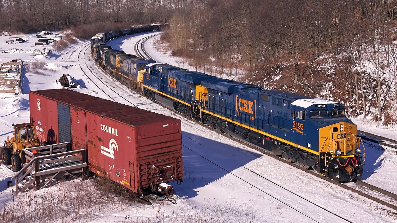 Winter Trains! Full Length Freight Trains in Snow & Cold Scenes