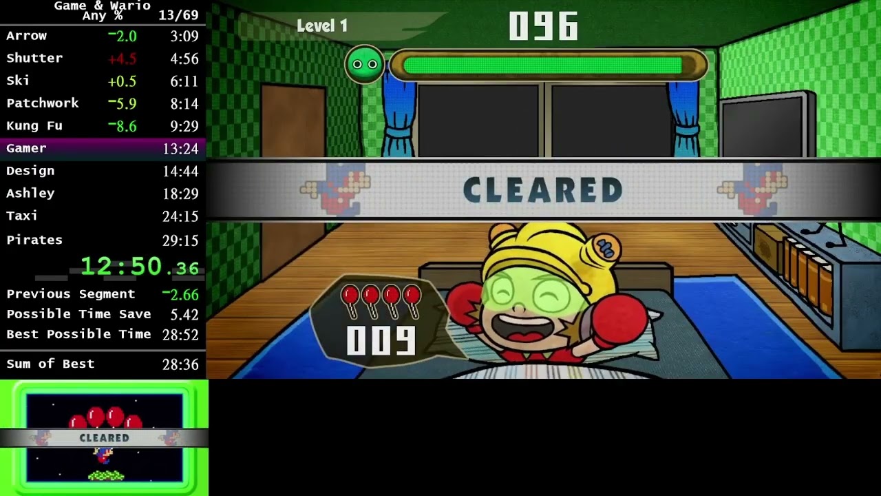 Game & Wario any% speedrun in 28:52