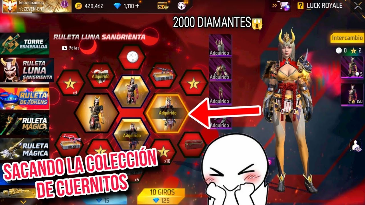 SACANDO TODA LA COLECCIÓN DE CUERNITOS DORADOS EN FREE FIRE ☺️