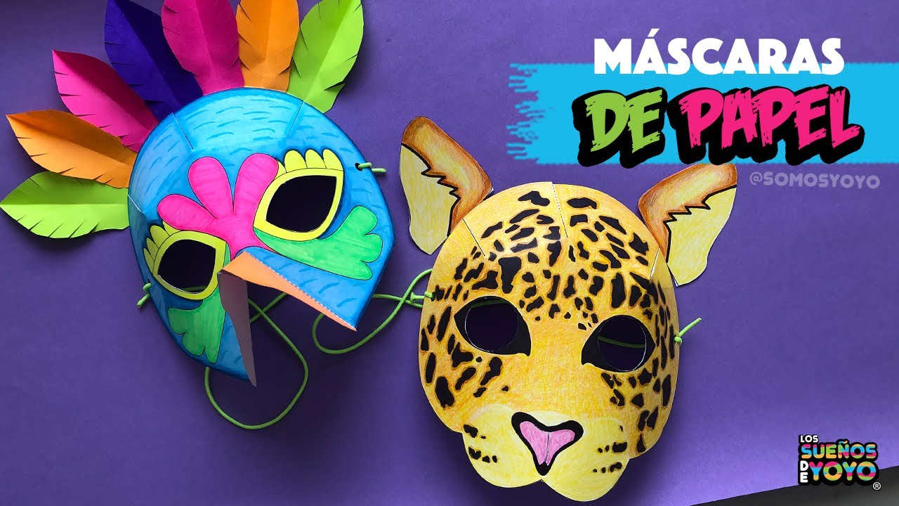 Máscaras de papel rápidas (Jaguar y Pájaro) CARNAVAL / PRIMAVERA