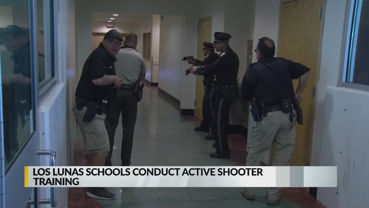 Active shooter training with students and staff at Valencia High School