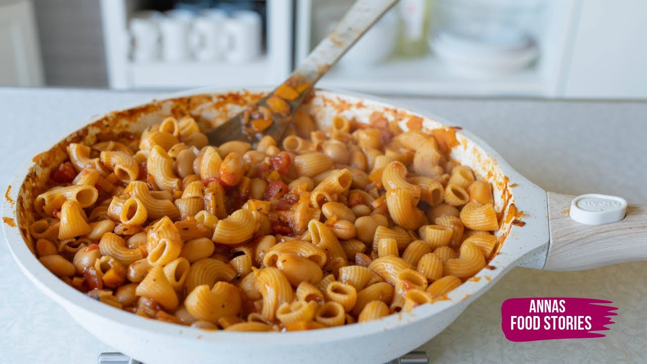 Italienische Nudeln mit Bohnen 😋👌 - Pasta e fagioli - einfaches vegetarisches Nudelgericht