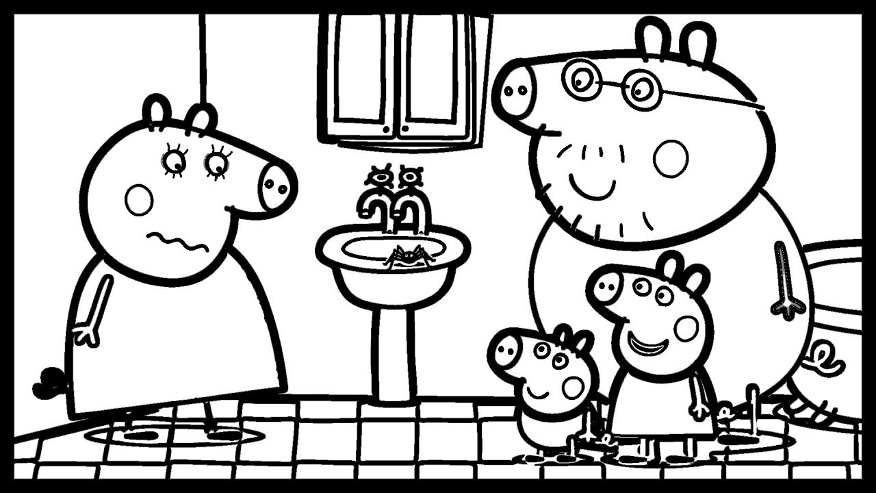 Mommy Pig scared Spider in the bathroom | Baby Draw & Colors - Learn Drawing