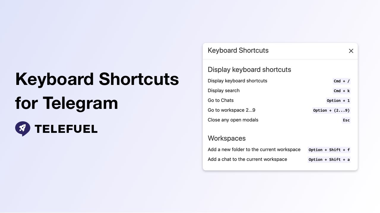 Keyboard Shortcuts for Telegram - Telefuel