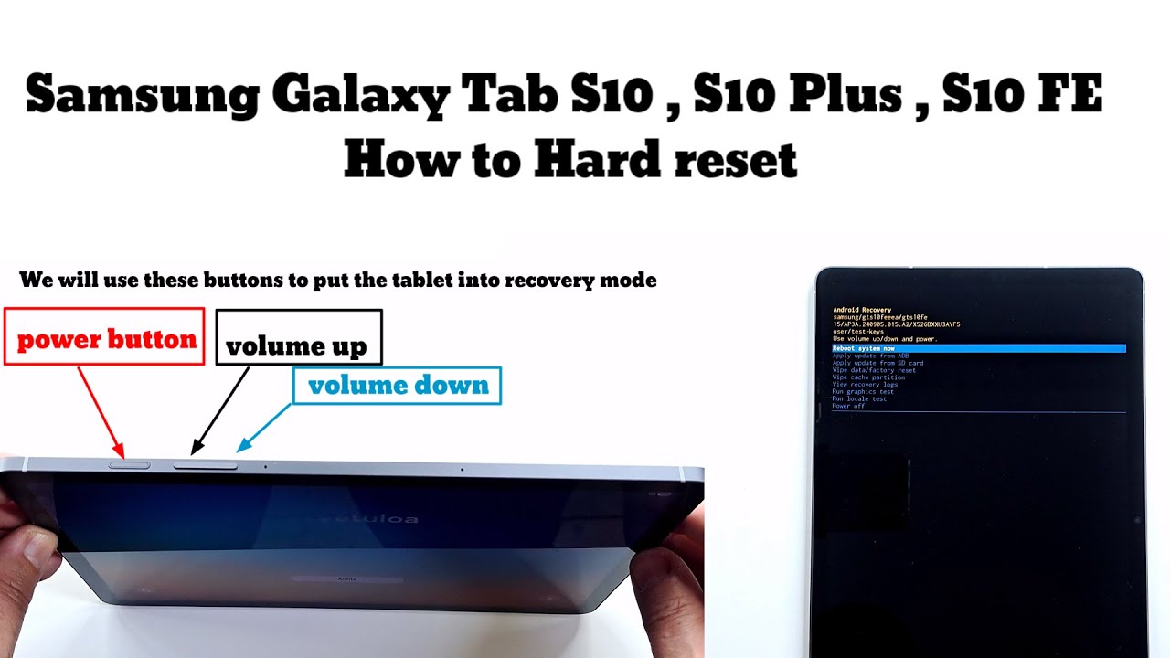 Жесткая перезагрузка Samsung Galaxy Tab S10, S10 Plus, S10 FE