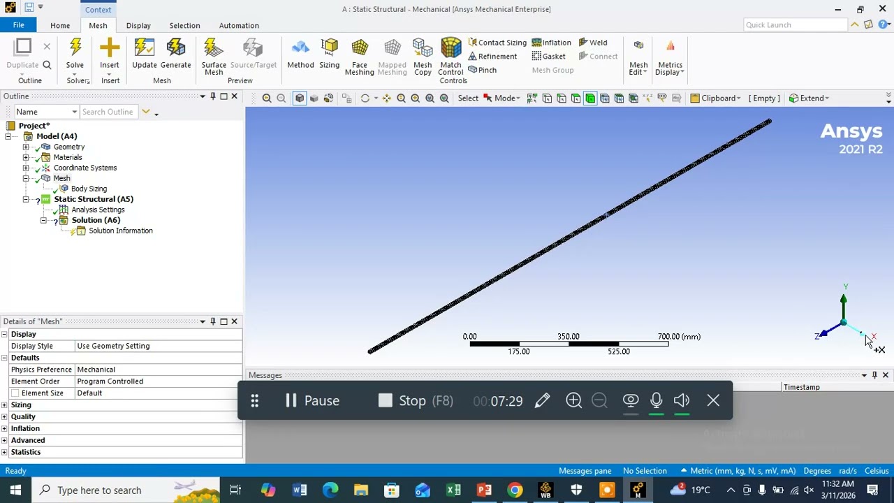 Point load cantilever beam - ANSYS Static Structure