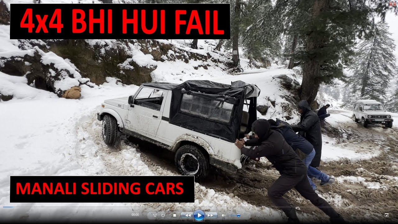 Sliding cars in snow 4x4 / Solang Valley / Manali / Temperature minus 10 digree