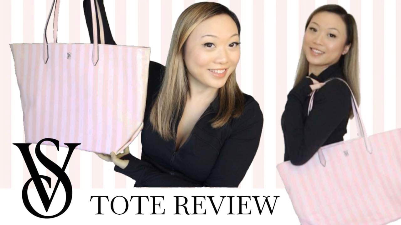 Victoria’s Secret Large Tote Bag Review | Pink Signature Stripe | What’s in my Bag?